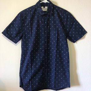 Topman Navy Print Short Sleeve Shirt